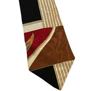Zylos George Machado Men's Designer Multicolor Abstract Silk Tie Red Black Brown